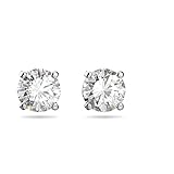 Swarovski Pendientes de botón Attract, Talla redonda, Blancos, Baño de rodio
