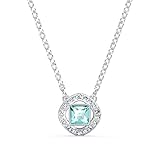 Swarovski Collar Cristal Azul de Talla Cuadrada, Baño de Rodio para Mujer - Colección Angelic Square