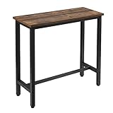 WOLTU Mesa de Bar Mesa de Bistro Mesa de Comedor Mesa Alta con Estructura de Metal, MDF, 100x40x100cm (WxDxH) Madera Vintage BT33hov
