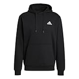 adidas Essentials Fleece Hoodie Sudadera con capucha, Black/White, XL Hombre