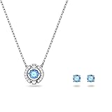 Swarovski Conjunto de Collar y Pendientes para Mujer, con Baño de Rodio, Cristal Azul, Colección Sparkling Dance