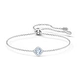 Swarovski Pulsera Angelic, Talla Cojin, Azul, Baño de Rodio