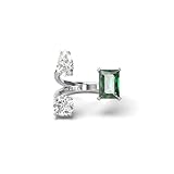 Swarovski Anillo Abierto Mesmera, Verde, Acabado en Tono Plateado