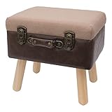 HMF Taburete de madera de estilo vintage con espacio de almacenamiento, 40 x 32 x 39 cm, marrón, clásico