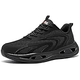 LARNMERN Zapatos de Seguridad Mujer Zapatillas de Seguridad Amortiguación Ligeros Comodidad Transpirabilidad Moda Zapatos de Trabajo(Negro,37EU)