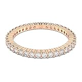 Swarovski Anillo Vittore, Talla redonda, Blanco, Baño tono oro rosa