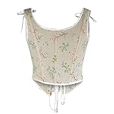 NUSGEAR Corsé renacentista para mujer Corset Medieval estilo Vintage Bustier estampado floral Y2k Gothic Chaleco Tank Tops Crop Top