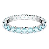 Swarovski Anillo Matrix, Talla redonda, Azules, Baño de rodio