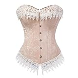 Montecarduo Corsé De Mujer - Princess Corset Top Women Bustier Plus Size Vintage Flowers Lace Trim Corset Burlesque Floral Overbust Corselet Lencería para Club Party Racer Sports Plus Size, Style A