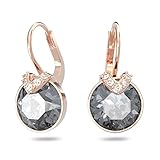 Swarovski Pendientes Bella V, Talla redonda, Grises , Baño tono oro rosa