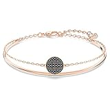 Swarovski Brazalete Ginger Para Mujer, Con Cadena, Disco con Pavé de Cristal y Baño Tono Oro Rosa, Colección Ginger de Swarovski