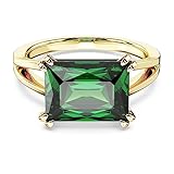 Swarovski Anillo de Cóctel Matrix, Verde, Baño Tono Oro