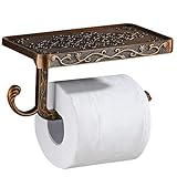 Gricol Portarrollos para Papel Higiénico Porta Rollos con Soporte para Teléfono Celular Toallero de Pared para Baño Estilo Retro Vintage (Dorado)