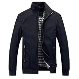 Allthemen Chaqueta de hombre con cuello alto chaqueta de entretiempo chaqueta deportiva de ocio de otoño chaqueta bomber Negro 1 XL