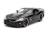 Jada Toys 253203057 Fast & Furious Letty's Dodge Viper SRT-10 - Modelo de Tuning a Escala 1:24, Puertas Abiertas, capó y Maletero, Rueda Libre, Color Negro Brillante