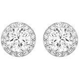 Swarovski Pendientes de botón Angelic, Talla redonda, Blancos, Baño de rodio