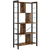 VASAGLE - Estantería de 4 Niveles, Mueble de Almacenamiento, para Sala de Estar, Oficina, habitación Infantil, Montaje fácil, Estilo Industrial, Marco de Acero, marrón rústico y Negro LBC12BX