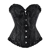SZIVYSHI Corsé de mujer de pecho completo, gótico, vintage, corset, Negro, 3XL