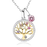 LEKANI Collares Plata Árbol de la Vida Colgante Cristales de Austriacos, Joyas para San Valentin, Regalos Originales para Mujer, Abuela, Dia de la Madre (gold 1)