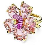 Swarovski Anillo de cóctel Florere, Flor, Rosa, Baño tono oro