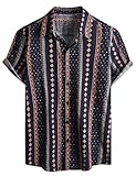 Yuson Girl Camisa Hawaiana Hombre Funky Camisa Hawaiana Manga Corta Vintage Camisa Estampada con Botones Vacaciones de Impreso Playa Camisa Informal Camisa Hawaiana Señores(Marina, L)