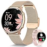 RUXINGX Reloj Inteligente Mujer con Llamada 5.3, Smartwatch Mujer Seguimiento del Periodo, 120+ Modos Deportes, Pulsómetro, SpO2, Monitor Sueño, Podómetro para Android iOS Oro, Regalo Mujer