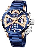 MEGALITH Relojes Hombre Cronografo Reloj Acero Inoxidable Relojes de Pulsera Analogico Impermeable Luminoso Fecha