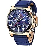 LIGE Reloj analógico para Hombre. de Cuarzo con Correa en Cuero MLG9856H