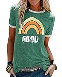 heekpek Camisetas Mujer Manga Corta con Estampado Vintage Top Manga Corta Mujer Casual de Verano T Shirt Mujer Short Sleeve Shirt Women, G-Verde, M