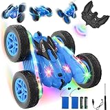 AIUNAOM Coche Teledirigido con Luces de Siete Colores Oruga 4-12 Años Juguete Regalos Festivos para niños y niñas RC Crawlers 360℃ RotacióN Tumbling 4WD Coche de Acrobacias Inc. 2 Pilas Recargables