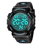 Relojes, Reloj Digital para Hombres, 50M Cronógrafo Impermeable para Exteriores Relojes Deportivos para Hombres con retroiluminación LED y Alarma Azul