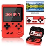 TECTINTER Consola de juegos de mano,consola de videojuegos retro portátil con 800 juegos clásicos de FC,pantalla LCD de 3.0',soporte de consola de juegos retro para conectar TV y dos jugadores (rojo)