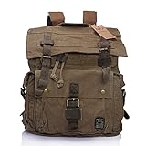 DRF Mochila Senderismo de Lona Gran Capacidad Mochila Casual Viaje Unisex BG09 (Verde)