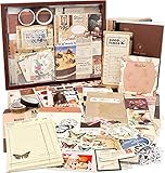 Draupnir 346 Pieza Vintage Scrapbook Kit, Estética Bullet Junk Journal Kit con Journaling Scrapbook Accesorios, A6 cuaderno de Cuadrícula, DIY Regalo para Adolescentes y Kid - Vintage